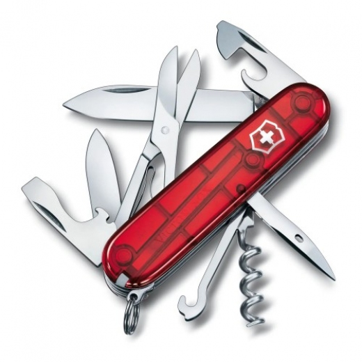 Швейцарский нож Victorinox Climber (1.3703.T) Red Transparent - фото - интернет-магазин электроники и бытовой техники TTT