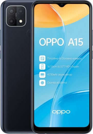 Смартфон OPPO A15 2/32GB Dynamic Black - фото - інтернет-магазин електроніки та побутової техніки TTT