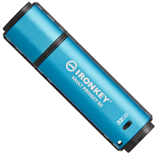 USB флеш накопитель Kingston IronKey Vault Privacy 50 32GB USB 3.2 (IKVP50/32GB) Blue  - фото USB флеш накопитель Kingston IronKey Vault Privacy 50 32GB USB 3.2 (IKVP50/32GB) Blue  - фото - интернет-магазин электроники и бытовой техники TTT