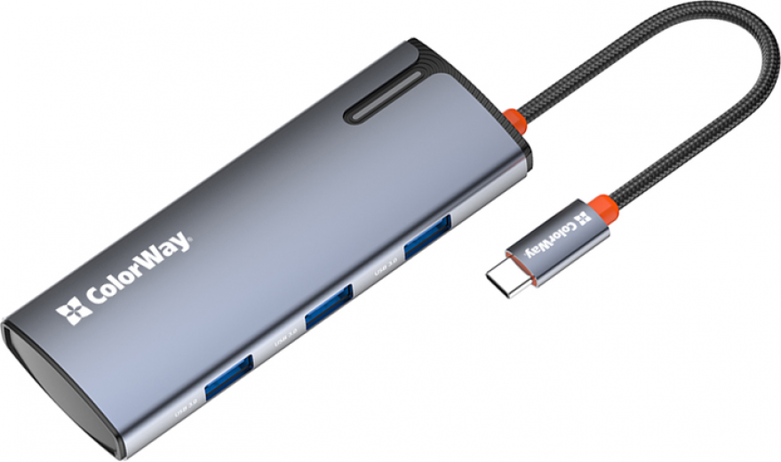 USB-хаб ColorWay USB-C - 3xUSB-A 3.0 HDMI 4K USB-C PD 100W (CW-HUB01) Dark Grey - фото USB-хаб ColorWay USB-C - 3xUSB-A 3.0 HDMI 4K USB-C PD 100W (CW-HUB01) Dark Grey - фото - інтернет-магазин електроніки та побутової техніки TTT