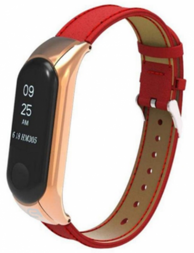 Ремешок для Xiaomi Mi Band 3 Fiber Leather Band Red - фото - интернет-магазин электроники и бытовой техники TTT