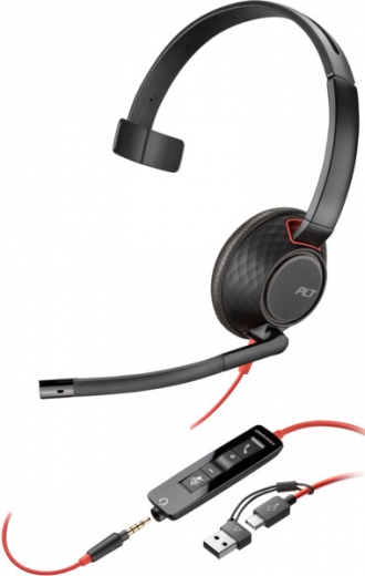 Навушники On-ear Poly Blackwire 5210, USB-A, USB-C, 3.5мм (8X230AA) Black  - фото - інтернет-магазин електроніки та побутової техніки TTT