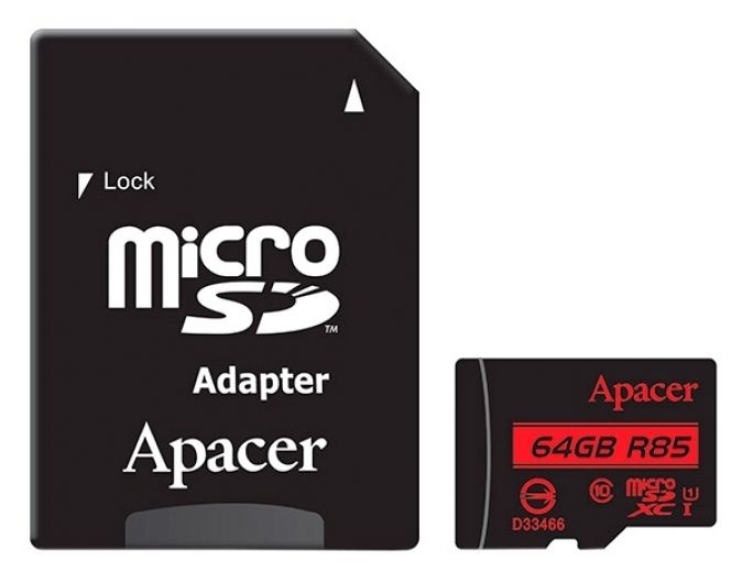 Карта памяти Apacer microSDXC 64GB UHS-I U1 Class 10 (R85 MB/s) + SD-adapter (AP64GMCSX10U5-R) - фото Карта памяти Apacer microSDXC 64GB UHS-I U1 Class 10 (R85 MB/s) + SD-adapter (AP64GMCSX10U5-R) - фото - интернет-магазин электроники и бытовой техники TTT