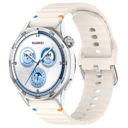 Ремінець BeCover Ribbed Tape для Huawei Watch GT 5 / GT 4 (46mm) / GT 3 (46mm) / GT 2 (46mm) / GT 2 Pro / Watch GS Pro (714283) Cream - фото - інтернет-магазин електроніки та побутової техніки TTT