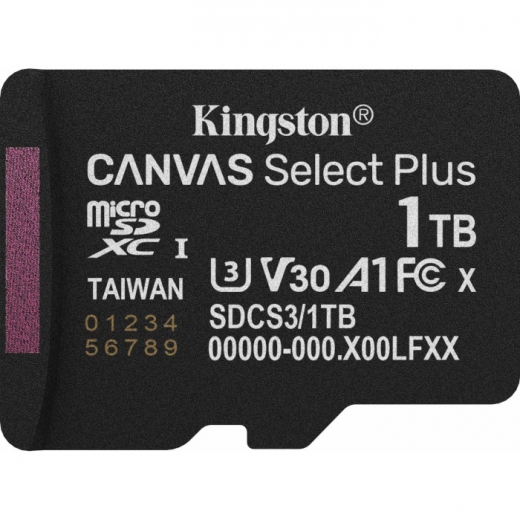 Карта пам'яті Kingston Canvas Select Plus microSDXC 1TB UHS-I U3 V30 (SDCS3/1TBSP) - фото - інтернет-магазин електроніки та побутової техніки TTT