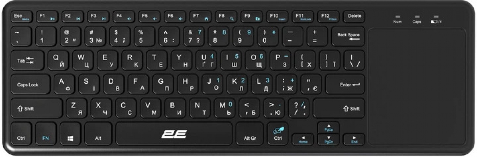 Клавіатура бездротова 2E Touch Keyboard KT100 Wireless (2E-KT100WB_UA) Black - фото - інтернет-магазин електроніки та побутової техніки TTT