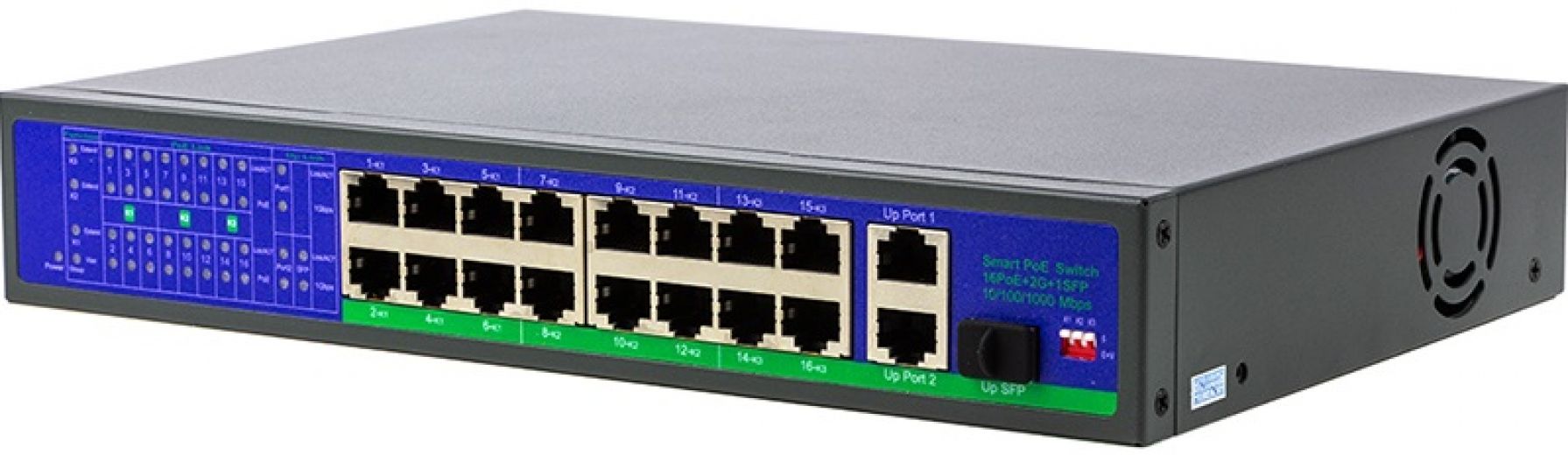 PoE коммутатор PowerPlant 16ch 100Mbps+2+1G uplink (POE1603L) - фото PoE коммутатор PowerPlant 16ch 100Mbps+2+1G uplink (POE1603L) - фото - интернет-магазин электроники и бытовой техники TTT