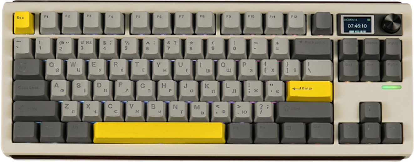 Клавіатура бездротова EPOMAKER Shadow-S TKL Mulan Switch Hot-Swap LCD Screen RGB UA Wireless/Bluetooth/USB (SHS-W-M) White  - фото - інтернет-магазин електроніки та побутової техніки TTT