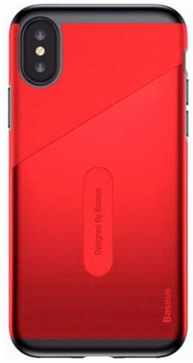 Накладка Baseus Card Pocket Series For iPhone X/Xs  (WIAPIPH8-KA09) Red - фото - интернет-магазин электроники и бытовой техники TTT