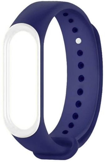 Ремінець для Xiaomi Mi Band 3/4 Dark blue/White - фото - інтернет-магазин електроніки та побутової техніки TTT
