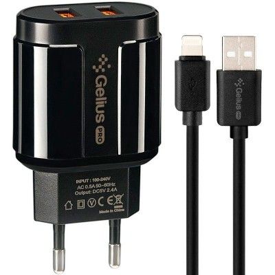 Сетевое зарядное устройство Gelius Pro Avangard GP-HC06 2USB 2.4A + Cable iPhone X (2099900755873) Black - фото Сетевое зарядное устройство Gelius Pro Avangard GP-HC06 2USB 2.4A + Cable iPhone X (2099900755873) Black - фото - интернет-магазин электроники и бытовой техники TTT