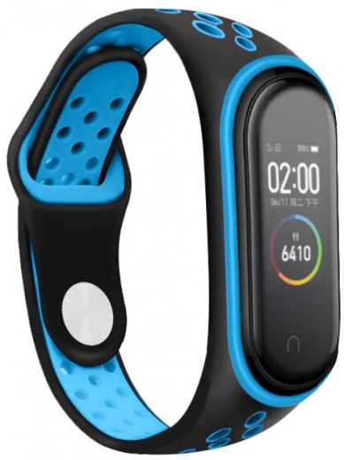 Ремінець BeCover Nike Style для Xiaomi Mi Smart Band 5 (705150) Black-Blue - фото - інтернет-магазин електроніки та побутової техніки TTT