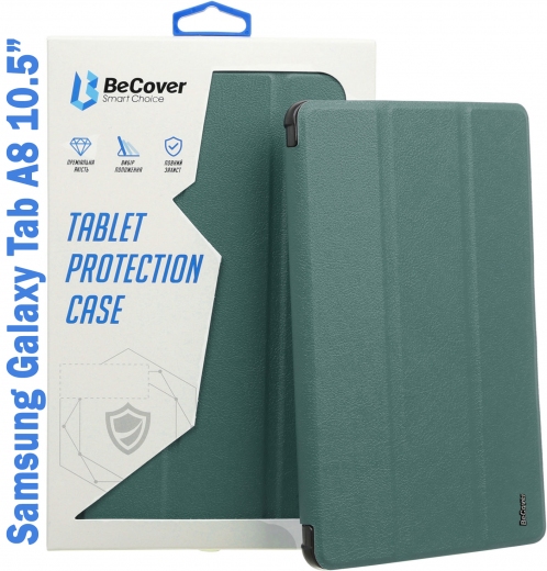 Чохол BeCover Soft Edge з кріпленням для стилуса для Samsung Galaxy Tab A8 10.5 (2021) SM-X200 / SM-X205 (708358) Dark Green - фото - інтернет-магазин електроніки та побутової техніки TTT