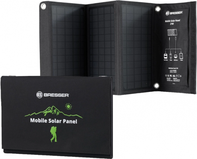 Портативна сонячна панель Bresser Mobile Solar Charger 21 Watt USB DC (930148) - фото - інтернет-магазин електроніки та побутової техніки TTT