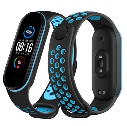 Ремінець BeCover Vents Style для Xiaomi Mi Smart Band 7 (710503) Black-Blue - фото - інтернет-магазин електроніки та побутової техніки TTT