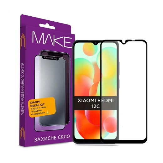 Защитное стекло Make Full Cover Xiaomi Redmi 12c (MGF-XR12C) - фото Защитное стекло Make Full Cover Xiaomi Redmi 12c (MGF-XR12C) - фото - интернет-магазин электроники и бытовой техники TTT
