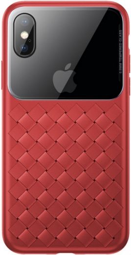 Панель Baseus Glass & Weaving для Apple iPhone Xs Max (WIAPIPH65-BL09) Red - фото Панель Baseus Glass & Weaving для Apple iPhone Xs Max (WIAPIPH65-BL09) Red - фото - интернет-магазин электроники и бытовой техники TTT