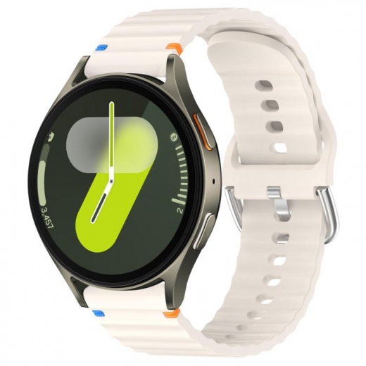Ремінець BeCover Ribbed Straight для Samsung Galaxy Watch 7 (40/44mm) / 7 FE / 6 / 6 Classic / 5 / 5 Pro / 4 / 4 Classic / Watch 3 (41mm) (714842) Cream - фото - інтернет-магазин електроніки та побутової техніки TTT