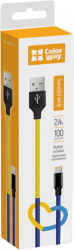 Кабель Colorway USB - Apple Lightning (national) 2.4А 1 м (CW-CBUL052-BLY) Blue-Yellow Кабель Colorway USB - Apple Lightning (national) 2.4А 1 м (CW-CBUL052-BLY) Blue-Yellow
