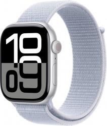 Apple Watch Series 10 GPS 46mm Silver Aluminium Case with Blue Cloud Sport Loop (MWWN3QH/A)