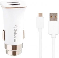 Автомобильное зарядное устройство Gelius Pro Apollo GP-CC01 2USB 3.1A + Cable USB Type-C (71435) White Автомобильное зарядное устройство Gelius Pro Apollo GP-CC01 2USB 3.1A + Cable USB Type-C (71435) White