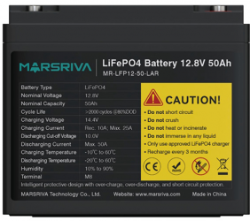 Аккумуляторная батарея Marsriva LiFePO4 12.8V 50Ah (MR-LFP12-50-LAR) Аккумуляторная батарея Marsriva LiFePO4 12.8V 50Ah (MR-LFP12-50-LAR)