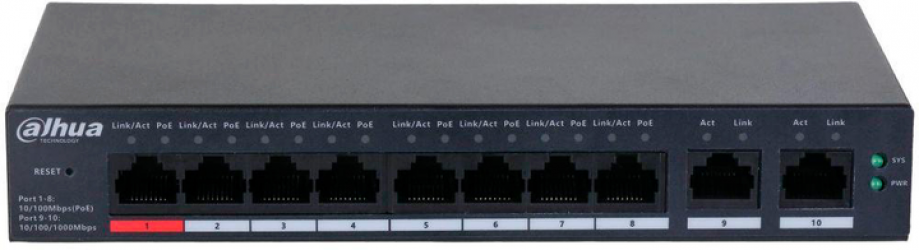Коммутатор Dahua DH-CS4010-8ET-110 Коммутатор Dahua DH-CS4010-8ET-110