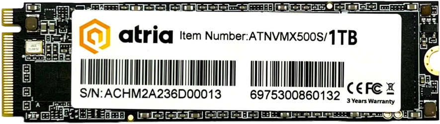 SSD ATRIA X500S 1TB M.2 2280 NVMe PCIe 3.0 x4 3D NAND (TLC) (ATNVMX500S/1024) SSD ATRIA X500S 1TB M.2 2280 NVMe PCIe 3.0 x4 3D NAND (TLC) (ATNVMX500S/1024)