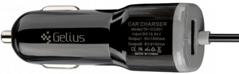 Автомобильное зарядное устройство Gelius Ultra Edition USB + MicroUSB 1A 1.2m Black  Автомобильное зарядное устройство Gelius Ultra Edition USB + MicroUSB 1A 1.2m Black