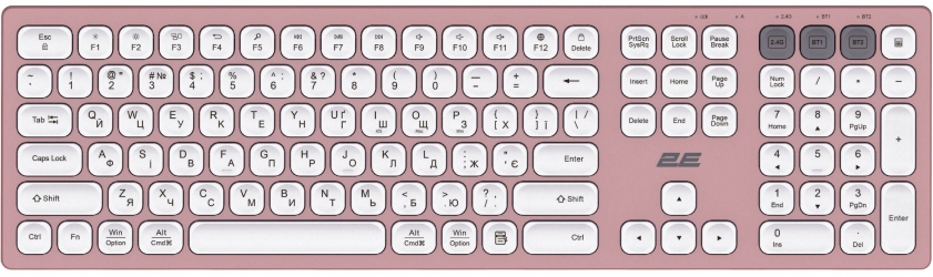 Клавіатура 2E KS270 WL/BT EN/UK (2E-KS270WBPN_UA) Pink/White Клавіатура 2E KS270 WL/BT EN/UK (2E-KS270WBPN_UA) Pink/White