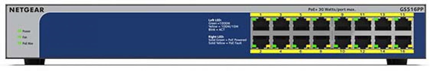 Коммутатор NETGEAR GS516PP 16xGE PoE+(260Вт) Коммутатор NETGEAR GS516PP 16xGE PoE+(260Вт)