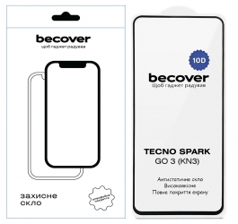 Защитное стекло BeCover для Tecno Spark Go 3 (KN3) 10D (715167) Black