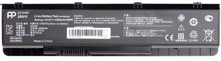 Акумулятор PowerPlant для ноутбуків Asus N55 Series (A32-N55) 10.8V 5200mAh (A32-N55)