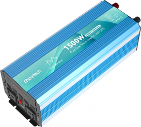 Автомобильный инвертор CHOETECH с зарядкой, функция ИБП 12\220В 1500Вт, чистая синусоида (INV-C1500WUPS-EU)