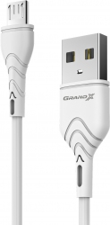 Кабель Grand-X USB-micro USB 3A 1 м (PM-03W) White