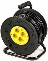 Удлинитель на катушке PowerPlant 50 м, 3x1.5мм2, 10А, 4 розетки (JY-2002/50) Black Удлинитель на катушке PowerPlant 50 м, 3x1.5мм2, 10А, 4 розетки (JY-2002/50) Black