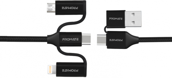 USB-хаб Promate PentaPower USB-C/USB-А to USB-C/microUSB/Lightning 1.2 м (pentapower.black) Black  USB-хаб Promate PentaPower USB-C/USB-А to USB-C/microUSB/Lightning 1.2 м (pentapower.black) Black