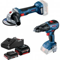 Набор инструментов Bosch: шлифмашина угловая GWS 180-LI + дрель-шуруповерт GSB 18V-50 + 2 АКБ 4Ач + ЗУ (0.615.990.M8S) Набор инструментов Bosch: шлифмашина угловая GWS 180-LI + дрель-шуруповерт GSB 18V-50 + 2 АКБ 4Ач + ЗУ (0.615.990.M8S)
