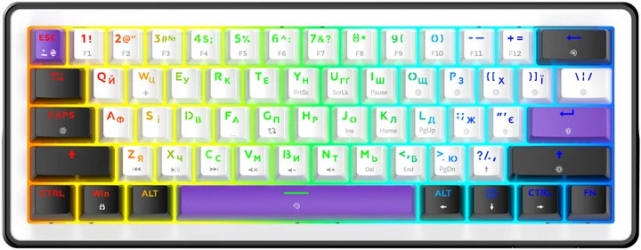 Клавіатура дротова Hator Hellyberry HK60 Mechanical Linear RGB USB (HK60) White/Violet 