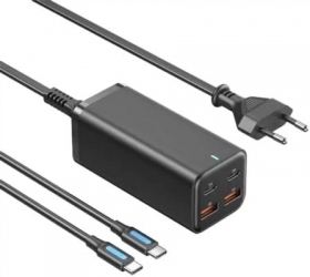 Мережевий зарядний пристрій Vention 4-Port USB (C + C + A + A) GaN Charger (100W/100W/18W/18W) EU-Plug (FBSBG-EU) Black 
