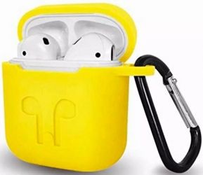 Чохол для навушників Apple AirPods Silicone Case with carbine + Straps Yellow