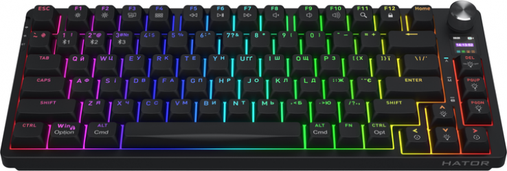 Клавиатура беспроводная Hator Icefall PRO Wireless/Bluetooth/USB (HTK450UA) Black  Клавиатура беспроводная Hator Icefall PRO Wireless/Bluetooth/USB (HTK450UA) Black