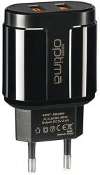 Мережевий зарядний пристрій Optima Avangard OP-HC02 2USB 2.4A + Cable iPhone X Black