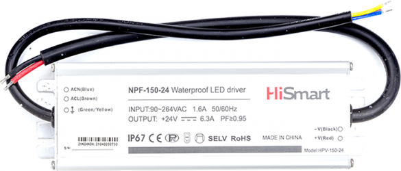 Блок питания HiSmart 24V 6.3A 150W PFC IP67 (NPF-150-24) Блок питания HiSmart 24V 6.3A 150W PFC IP67 (NPF-150-24)