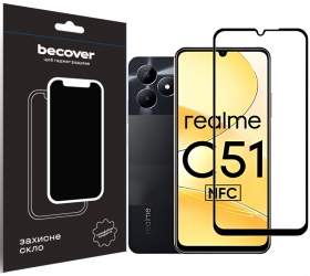 Защитное стекло BeCover для Realme C51 (710301) Black Защитное стекло BeCover для Realme C51 (710301) Black