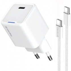 Мережевий зарядний пристрій ColorWay GaN Mini 35W PD Port PPS USB-C + cable Type-C (CW-CHS056PDC-WT) White Мережевий зарядний пристрій ColorWay GaN Mini 35W PD Port PPS USB-C + cable Type-C (CW-CHS056PDC-WT) White