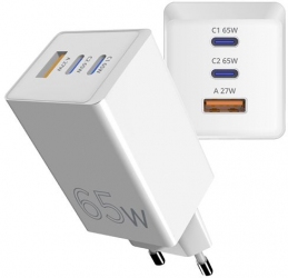Мережевий зарядний пристрій Sigma X-power 65W PS65-01 (GaN PD/QC Charger, 2×USB-C+1×USB-A)