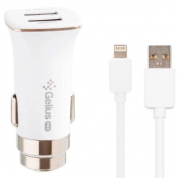 Автомобильное зарядное устройство Gelius Pro Apollo GP-CC01 2USB 3.1A + Cable iPhone X White  Автомобильное зарядное устройство Gelius Pro Apollo GP-CC01 2USB 3.1A + Cable iPhone X White