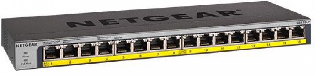 Коммутатор NETGEAR GS116PP 16x1GE PoE+(183W), FlexPoE Коммутатор NETGEAR GS116PP 16x1GE PoE+(183W), FlexPoE
