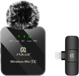 Бездротовий петличний мікрофон Puluz для iPhone / iPad, 8-контактний приймач (PU645B) Бездротовий петличний мікрофон Puluz для iPhone / iPad, 8-контактний приймач (PU645B)